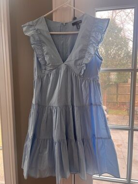 AQUA  Pale Blue Ruffle  Dress